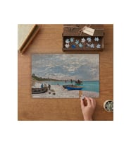 Claude Monet Sainte Adresse'deki Plaj Tasarımı 240 parça Ahşap Puzzle Ahşap Kutuda MP03021