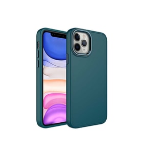 Apple iPhone 12 Pro Uyumlu Kılıf Metal Çerçeve ve Buton Tasarımlı Silikon Zore Luna Kapak (Siyah)