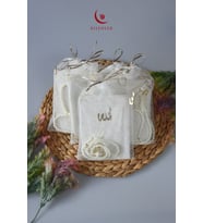 Hediyelik Tül Keseli Kadife Yasin ve İnci Tesbih Seti 5 Adet (Beyaz)