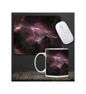 Galaksi Kupa & Galaksi Temalı Mouse Pad 23x19cm Fare Altlığı Kaydırmaz Taban De595 Ofis Hediyesi