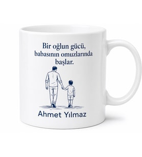 Babalar Günü Baba Oğul Temalı Kupa Bardak Özel Hediye Baskılı Porselen