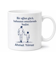 Babalar Günü Baba Oğul Temalı Kupa Bardak Özel Hediye Baskılı Porselen