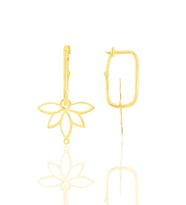 Gümüş altın yaldızlı yaşam çiçeği lotus göçmen küpe SGTL11674GOLD