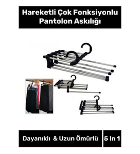 Özel Üretim Dayanıklı Dolap Organizer Hareketli Çok Fonksiyonlu Pantolon Askılığı 5 In 1