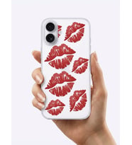 İphone 15 Kırmızı Dudak / Öpücük Desenli Şeffaf Telefon Kılıfı - SSSSSS3846-1507