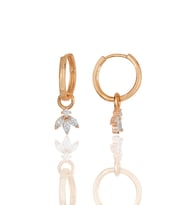 Gümüş rose zirkon üç taşlı lotus çiçeği küpe SGTL11939ROSE