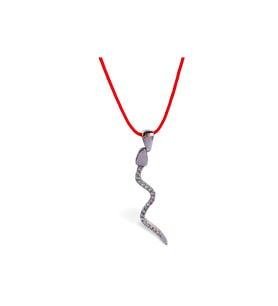 925 Ayar Gümüş Kırmızı İp Yılan Tasarım Kadın Choker Kolye