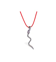 925 Ayar Gümüş Kırmızı İp Yılan Tasarım Kadın Choker Kolye