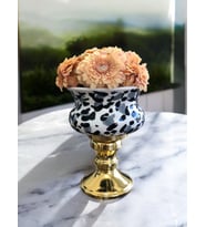 Dekoratif Obje - Ayaklı Saksı Gri Leopar Gold