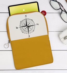 BK Gift Pusula Tasarımlı Taşınabilir Koruyucu Tablet Kılıfı & Organizer Çanta - Sarı-2