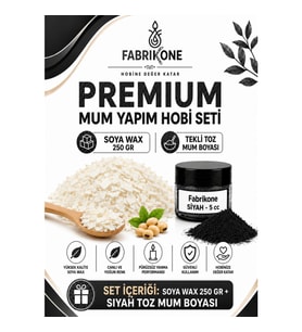 Premium Mum Yapım Hobi Seti - Soya Wax 250 gr - Tekli Toz Mum Boyası - Siyah BKFABSW2501S