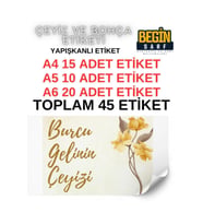 A4 A5 A6 45 Adet Çeyiz Bohça Koli Paket Etiketi Isme Özel Yapışlanlı Etiket 017