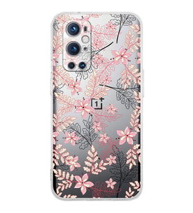 PrintiFy OnePlus 9 Pro Uyumlu Kamera Korumalı Floral Kırmızı Tasarımlı Şeffaf Silikon Kılıf
