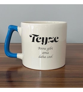 Teyze Baskılı Mavi Kulplu D Kupa