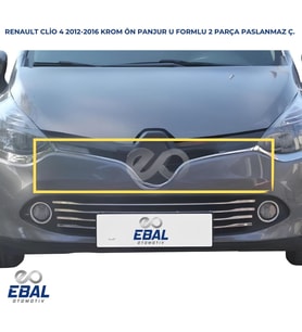 Renault Clio 4 Krom Ön Panjur Çıtası U Formlu 2 pcs 2012-2016 Paslanmaz Çelik