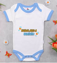 BK Kids Buralarda Yeniyim Tasarımlı Mavi Bebek Body Zıbın-1