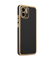Xiaomi Redmi A1 Kılıf Zore Bark Kenarları Altın Renk Kılıf (Siyah)