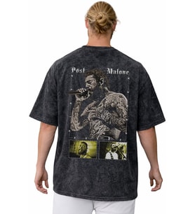 Post Malone Rapper Şarkıcı Sırt Baskılı Unisex Oversize Vintage Yıkamalı Tişört