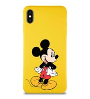 Apple iPhone XS Max Soft Premier Kapak Mickey Mouse-D Tasarımlı Silikon Kılıf - Sarı (Şeffaf)