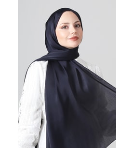 Koyu Lacivert Harem Scarf Como Saten Şal