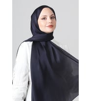 Koyu Lacivert Harem Scarf Como Saten Şal