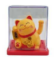 Maneki Neko El Sallayan Mini Şans Kedisi Krem Solar Güneş Enerjili 5x5cm Y8KRM08