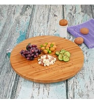 35cm Döner Mekanizmalı Kalın Bambu Yuvarlak Pizza ve Sunum Tepsisi, 360 Derece Dönebilen Kahvaltı Sunum, Pizza Sunum ve Börek Sunum Tepsisi (35cm*35cm*2cm)
