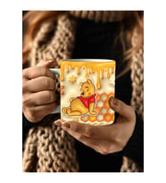 Winnie the Pooh - Kaplan Tigger - İyor - Piglet Baskılı 3D Tasarım Seramik Kupa Mug