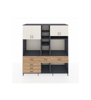 Kronos Dolap 11 Raflı 6 Çekmeceli 4 Kapaklı 220x59x243 Antrasit-Aytaşı/Çam