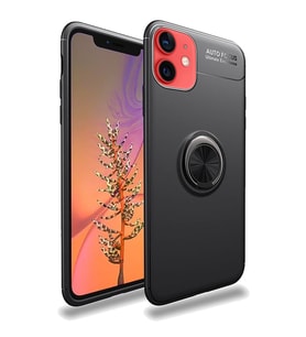 Apple iPhone 12 Mini Uyumlu Yüzüklü Power Silikon Kılıf (Siyah)