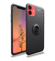Apple iPhone 12 Mini Uyumlu Yüzüklü Power Silikon Kılıf (Siyah)