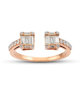 0.48 Ct Baget Pırlanta Yüzük B13 (Çok Renkli)