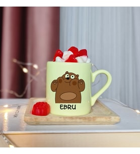 We Bears Tasarımlı Kişiye Özel Sarı Türk Kahvesi Fincanı