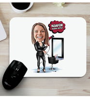 Kişiye Özel Kadın Kuaför Karikatürlü Mousepad