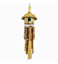 Hasır Kuş Yuvalı Bambu Rüzgar Çanı 45 cm (Çok Renkli)