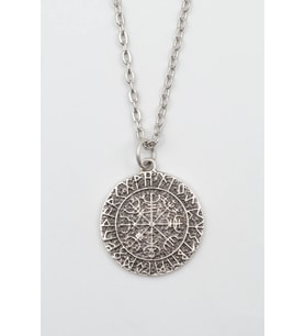 Vegvisir Viking Pusulası Gümüş Kaplama Düz Zincir Kolye