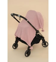 Chuba Çocuk Hasır Desenli Ponponlu Triko Battaniye (80cmx100cm) Pudra CHKIDS203