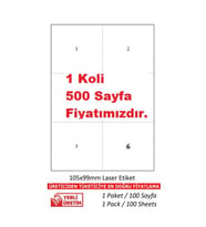 A1 Etiket Lazer Etiket tw-2303 500 A4 Sayfa Lazer Etiket 105 x 99 mm Boyutunda 1 A4 Sayfada 6 Etiket