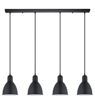 Rsylight Retro Metal Masa Üstü Rustik 4 Lü Siyah Sarkıt Avize genişlik 100 cm