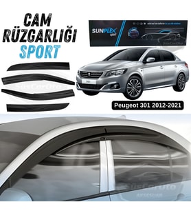 Sunplex Peugeot 301 2012-2021 Uyumlu Spor Cam Rüzgarlığı Seti Piano Black 4'lü Parlak Siyah