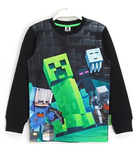Minecraft Erkek Çocuk 3D Baskılı Sweatshirt 5 - 13 Yaş Siyah