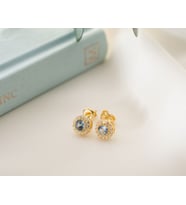925 Ayar Gümüş Mart Ayı Doğum Taşı ( Aquamarine  ) Küpe