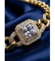 Xuping Büyük Parlak Baget Taşlı 14K Gold Bileklik