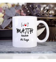 Kişiye Özel Matematik Öğretmeni Kupa Bardak HB44A (Beyaz - Beyaz)