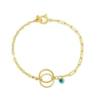 Barika Jewelry Kadın 14 Ayar Altın Nazar Boncuklu Bileklik (Sarı)