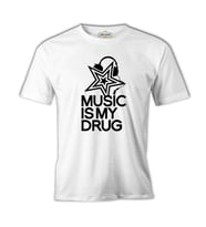 Music is My Drug - Yıldız Beyaz Erkek Tshirt