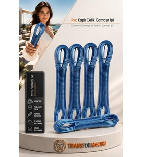 50 Metre Çelik Çamaşır İpi, PVC Kaplı Paslanmaz Balkon Teli, Esnemez Dayanıklı İp 718621