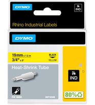 Dymo Rhinopro, Isıyla Küçülen Şerit (19 Mm X 1.5 Mt), Sarı/Siyah - 18058