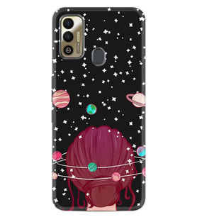 Tecno Sparrk 7T Kılıf Resimli Silikon Kılıf Space Woman 1311