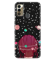 Tecno Sparrk 7T Kılıf Resimli Silikon Kılıf Space Woman 1311